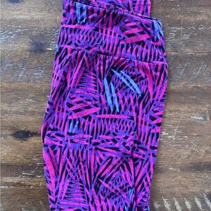 LuLaRoe Pink and Purple Patterned Leggings